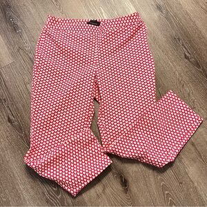 Talbots Women's Red and White Trousers size 8 Side Zipper Inseam 25 Rise 10 in